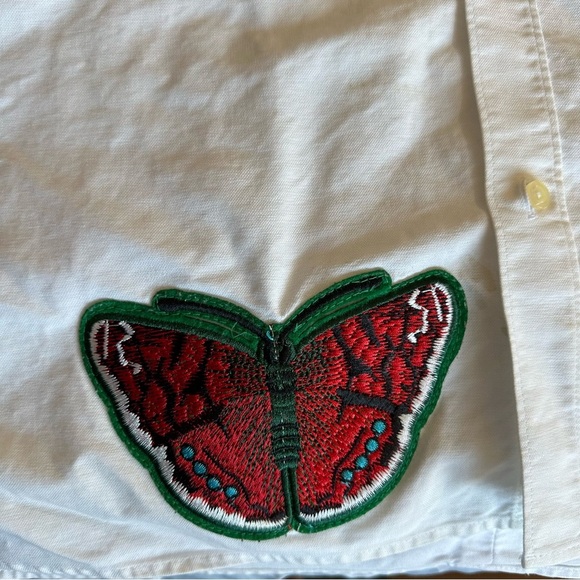 Fred Perry White Shirt with Floral and Butterfly Patches - Picture 4 of 6